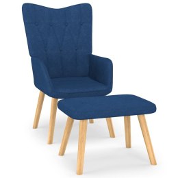 Fotel z podnóżkiem, niebieski, obity tkaniną Lumarko!