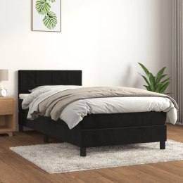  Łóżko kontynentalne z materacem, czarne, aksamit 90x190 cm Lumarko!
