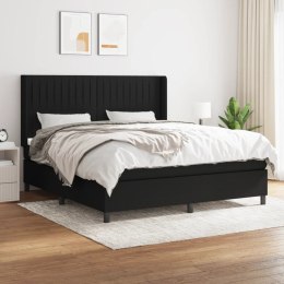 Łóżko kontynentalne z materacem, czarne, tkanina 160x200 cm Lumarko!