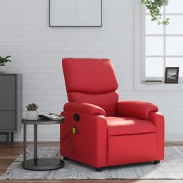 Rozkładany fotel masujący, czerwony, sztuczna skóraLumarko!