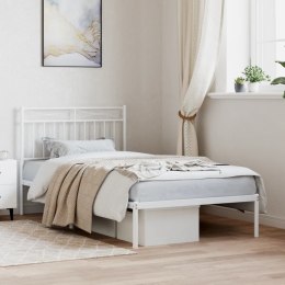 Metalowa rama łóżka z wezgłowiem, biała, 100x190 cm Lumarko!
