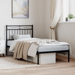 Metalowa rama łóżka z wezgłowiem, czarna, 90x190 cm Lumarko!