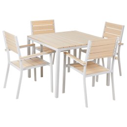 Zestaw ogrodowy stół i 4 krzesła jasne drewno PRATO Lumarko!