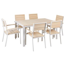 Zestaw ogrodowy stół i 6 krzeseł jasne drewno COMO Lumarko!