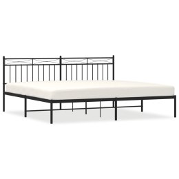 Metalowa rama łóżka z wezgłowiem, czarna, 193x203 cm Lumarko!