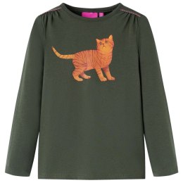 Koszulka dziecięca z długimi rękawami, z kotem, khaki, 140 Lumarko! Lumarko! 