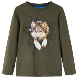 Koszulka dziecięca z długimi rękawami, z wilkiem, khaki, 92 Lumarko! Lumarko! 