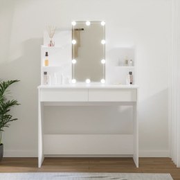 Toaletka z lampkami LED, biała, 96x40x142 cm Lumarko!