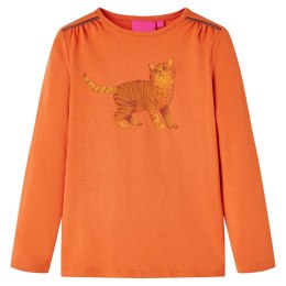 Koszulka dziecięca z długimi rękawami, z kotem, palony pomarańcz, 104 Lumarko! Lumarko! 