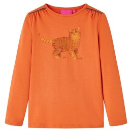 Koszulka dziecięca z długimi rękawami, z kotem, palony pomarańcz, 128 Lumarko! Lumarko! 