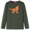 Koszulka dziecięca z długimi rękawami, z kotem, khaki, 104 Lumarko! Lumarko! 