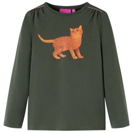 Koszulka dziecięca z długimi rękawami, z kotem, khaki, 128 Lumarko! Lumarko! 