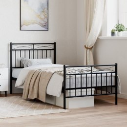 Metalowa rama łóżka z wezgłowiem i zanóżkiem, czarna, 90x200 cm Lumarko!