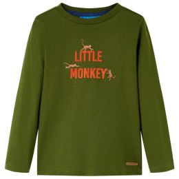 Koszulka dziecięca z długimi rękawami, z małpkami, ciemny khaki, 104 Lumarko! Lumarko! 