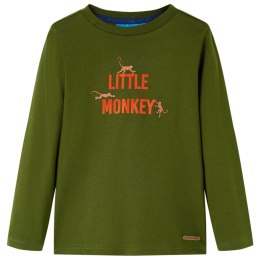 Koszulka dziecięca z długimi rękawami, z małpkami, ciemny khaki, 128 Lumarko! Lumarko! 