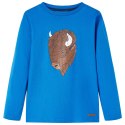 Koszulka dziecięca z długimi rękawami, bizon, kobaltowoniebieska, 104 Lumarko! Lumarko! 