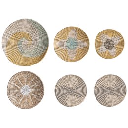 Zestaw 6 dekoracji ściennych z trawy morskiej wielokolorowy BACNINH Lumarko!