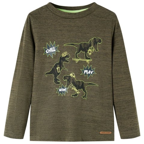 Koszulka dziecięca z długimi rękawami dinozaur ciemny melanż khaki 116 Lumarko! Lumarko! 