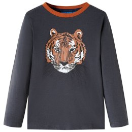 Koszulka dziecięca z długimi rękawami, z tygrysem, antracytowa, 92 Lumarko! Lumarko! 