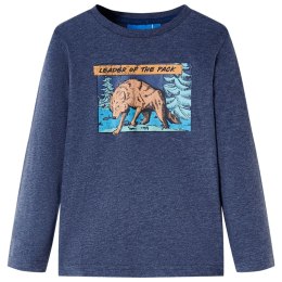 Koszulka dziecięca z długimi rękawami, z wilkiem, ciemnoniebieska, 104 Lumarko! Lumarko! 
