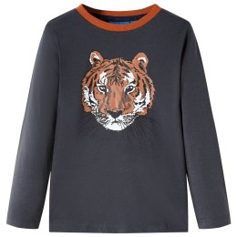 Koszulka dziecięca z długimi rękawami, z tygrysem, antracytowa, 116 Lumarko! Lumarko! 