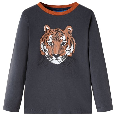 Koszulka dziecięca z długimi rękawami, z tygrysem, antracytowa, 116 Lumarko! Lumarko! 