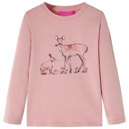 Koszulka dziecięca z długimi rękawami, jeleń i królik, różowa, 128 Lumarko! Lumarko! 