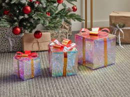 Zestaw 3 dekoracji LED prezenty świąteczne 25 cm wielokolorowy CAPELLA Lumarko!