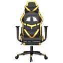 Masujący fotel gamingowy z podnóżkiem, czarno-złoty