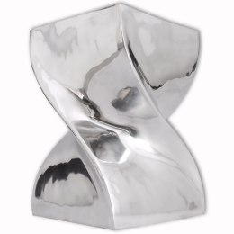 Taboret/Stolik boczny o skręconym kształcie z aluminium, srebrny