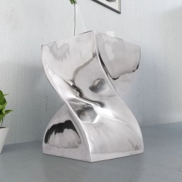Taboret/Stolik boczny o skręconym kształcie z aluminium, srebrny Lumarko!