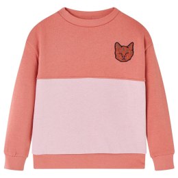 Bluza dziecięca z blokami kolorów i kotkiem, różowa, 140 Lumarko! 