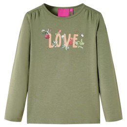 Koszulka dziecięca z długimi rękawami, z napisem Love, khaki, 92 Lumarko! 