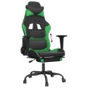Fotel gamingowy z podnóżkiem, czarno-zielony, sztuczna skóra Lumarko!