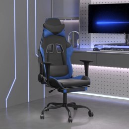 Masujący fotel gamingowy z podnóżkiem, czarno-niebieski Lumarko!