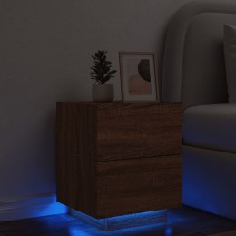 Szafka nocna z LED, kolor brązowy dąb, materiał drewnopochodny Lumarko!