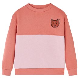 Bluza dziecięca z blokami kolorów i kotkiem, różowa, 128 Lumarko! 