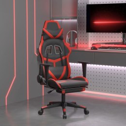 Masujący fotel gamingowy z podnóżkiem, czarno-czerwony