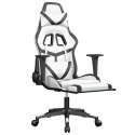 Fotel gamingowy z podnóżkiem, biało-czarny, sztuczna skóra Lumarko!