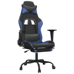 Fotel gamingowy z podnóżkiem, czarno-niebieski, sztuczna skóra Lumarko!