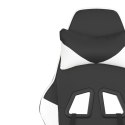 Fotel gamingowy z podnóżkiem, czarno-biały, sztuczna skóra Lumarko!