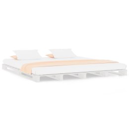 Łóżko z palet, białe, 140x200 cm, lite drewno sosnowe