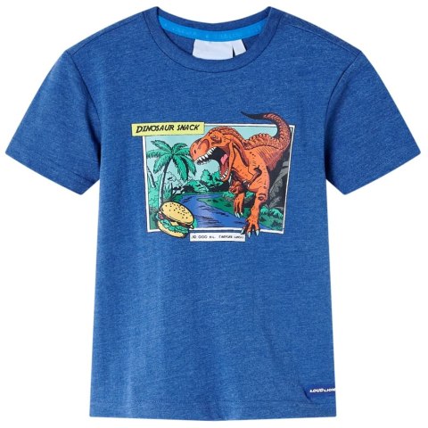 Koszulka dziecięca z dinozaurem, ciemnoniebieski melanż, 128 Lumarko! Lumarko! 
