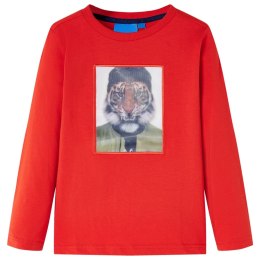 Koszulka dziecięca z długimi rękawami, z tygrysem, czerwona, 92 Lumarko! 