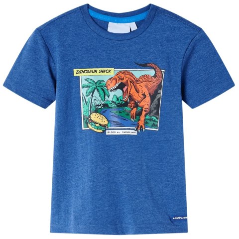 Koszulka dziecięca z dinozaurem, ciemnoniebieski melanż, 140 Lumarko! 