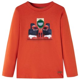 Koszulka dziecięca z długimi rękawami, z autem, pomarańczowa, 104 Lumarko! Lumarko! 