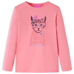 Koszulka dziecięca z długimi rękawami, z kotem, różowa, 140 Lumarko! 