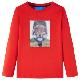 Koszulka dziecięca z długimi rękawami, z tygrysem, czerwona, 128 Lumarko! 