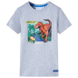 Koszulka dziecięca z krótkimi rękawami, z dinozaurem, szara, 140 Lumarko! 