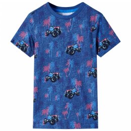 Koszulka dziecięca, z monster truckami, ciemnoniebieski melanż, 116 Lumarko! Lumarko! 